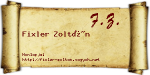 Fixler Zoltán névjegykártya